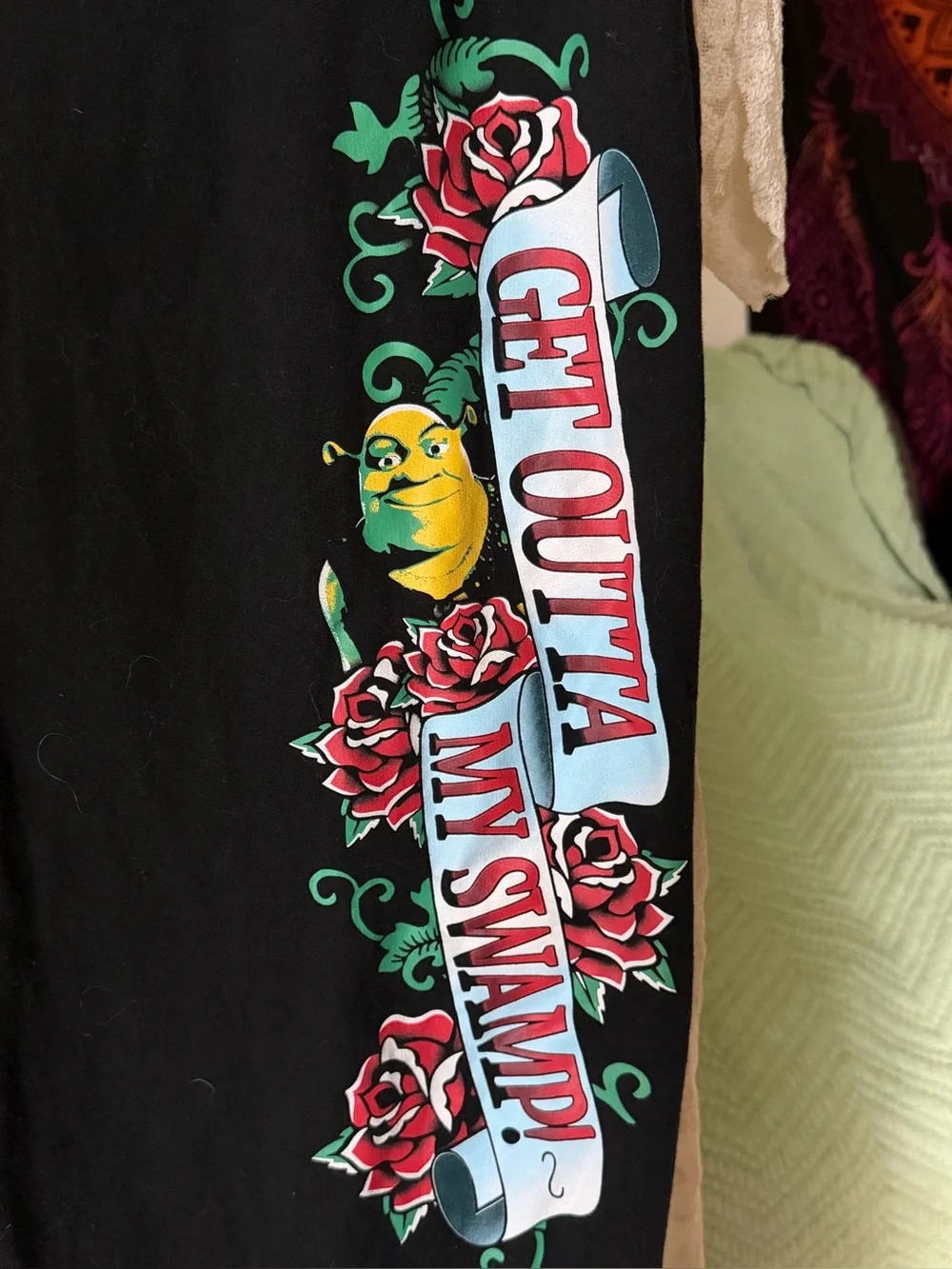 Black Joggers with Colorful Shrek Side Graphic